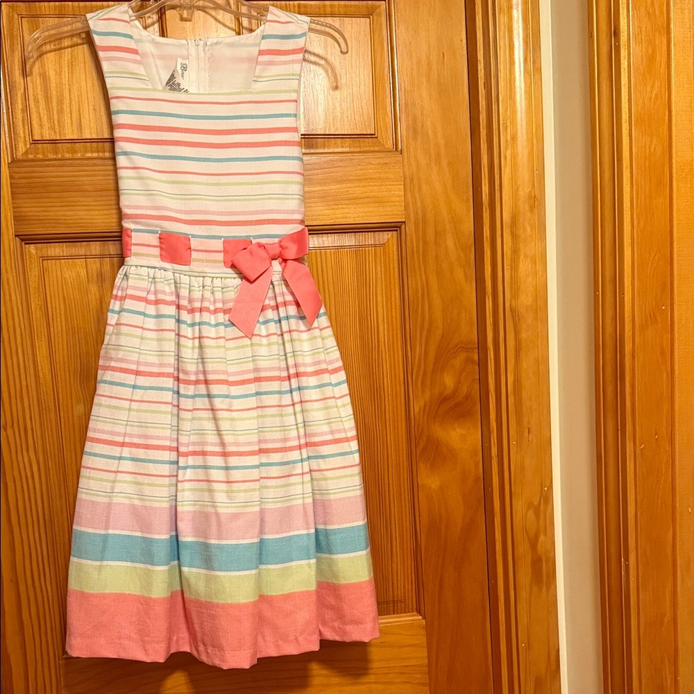 Bonnie Jean Multicolor‎ Striped Dress with Peach Accent